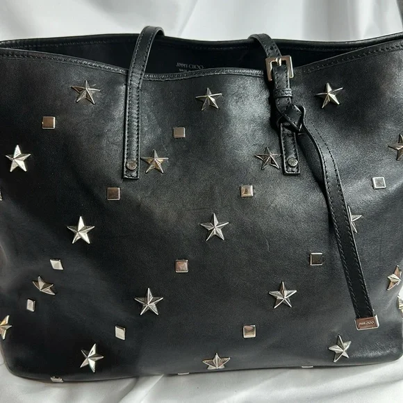 Jimmy Choo Black Leather Studded Handbag & Shoulder Bag, Tote Bag - Picture 16 of 16